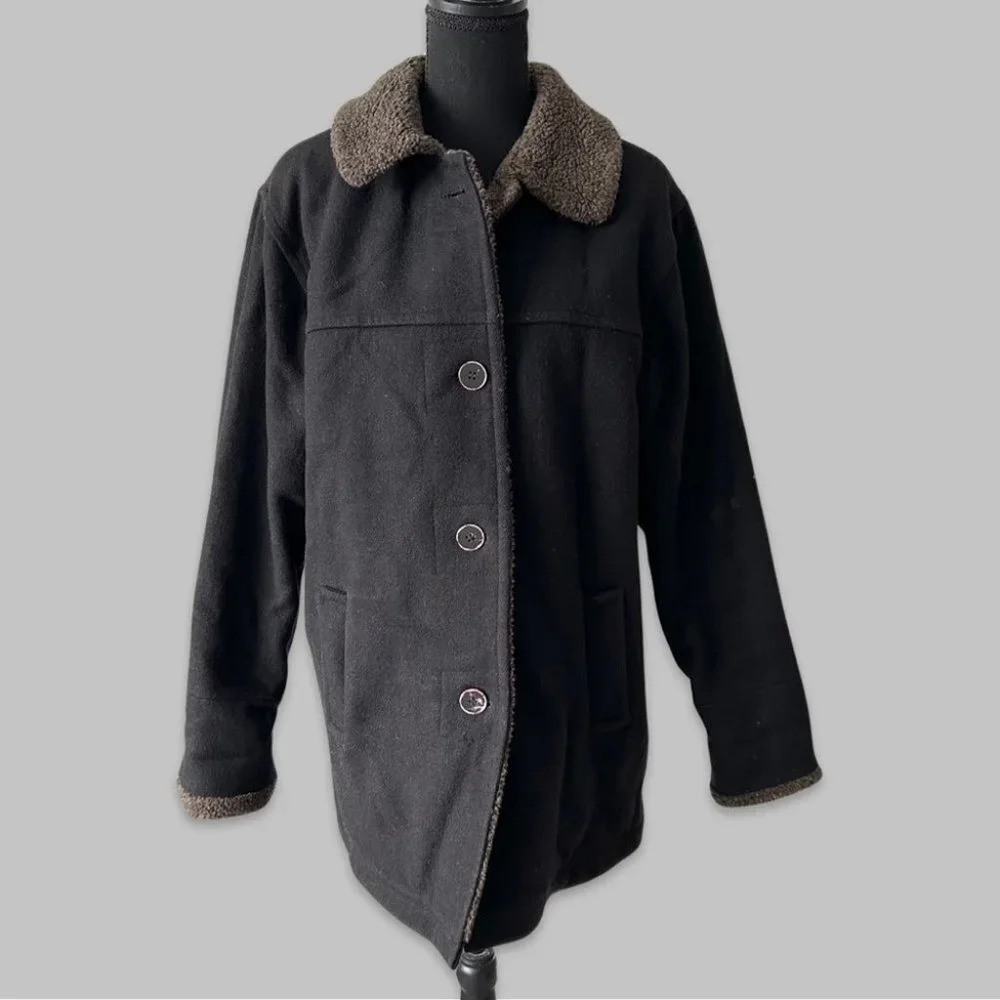 Vintage Les Modes Ellabee Wool Blend Faux Shearling Lining Sherpa Jacket